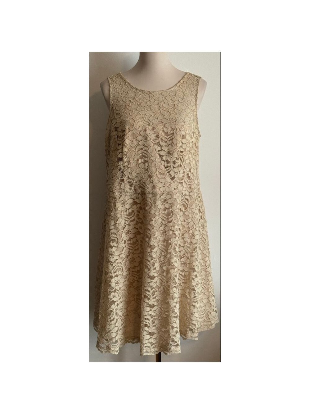 Women's David's Bridal Beige Lace Sleeveless Dress Size 18